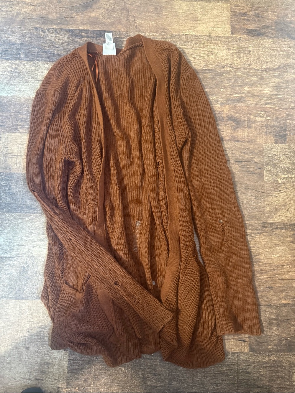 Daytrip Brown Open-Front Knit Cardigan Sweater
